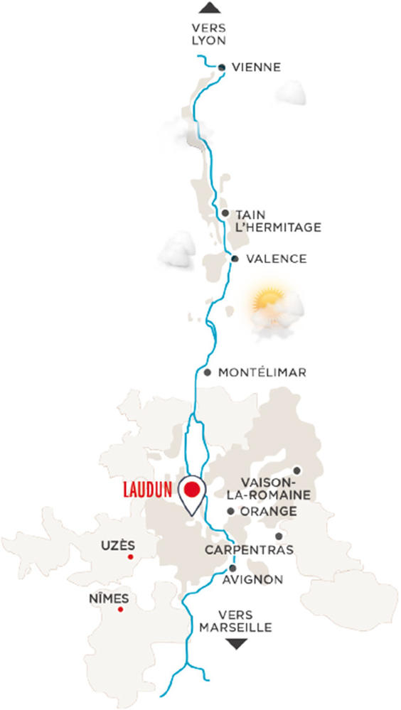 Rhône Valley Map - Laudun
